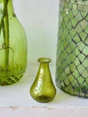 Green blown glass mini vase